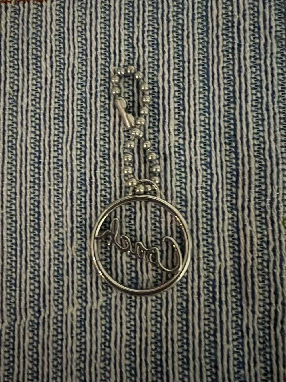 Coach Silver Script Logo Round Key Fob